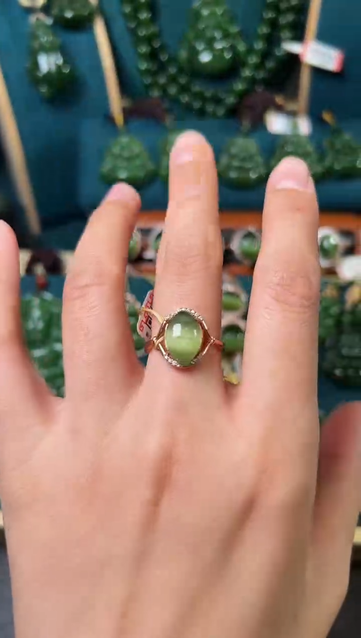 【闪购商品】和田玉（碧玉）戒指银S925镶嵌碧玉