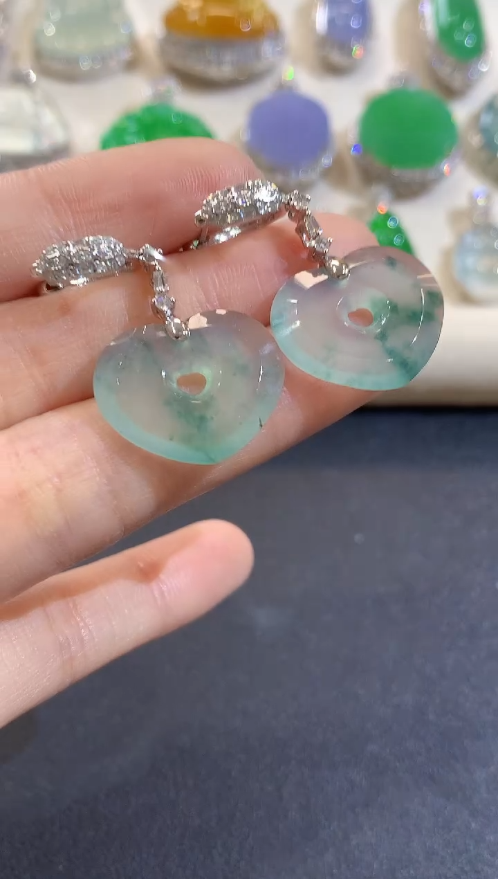 18K金镶嵌翡翠耳饰S24 多样性发货一件