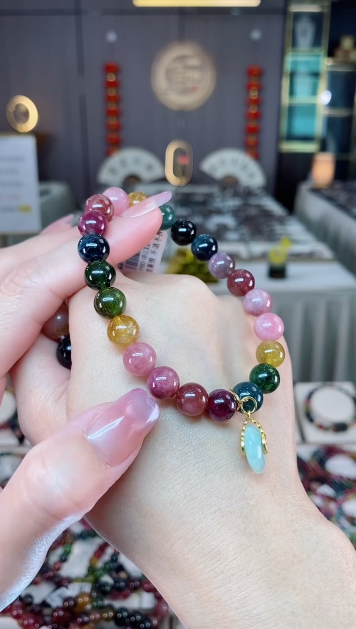 未镶嵌老矿碧玺单圈手串8mm+碧玺hon多样性发货一条