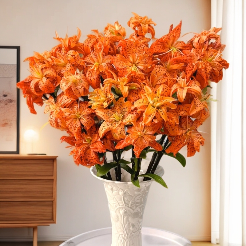 云南木木花卉 豹纹菊 稀有重瓣橙色亚百合无香鲜花瓶插家居摆件