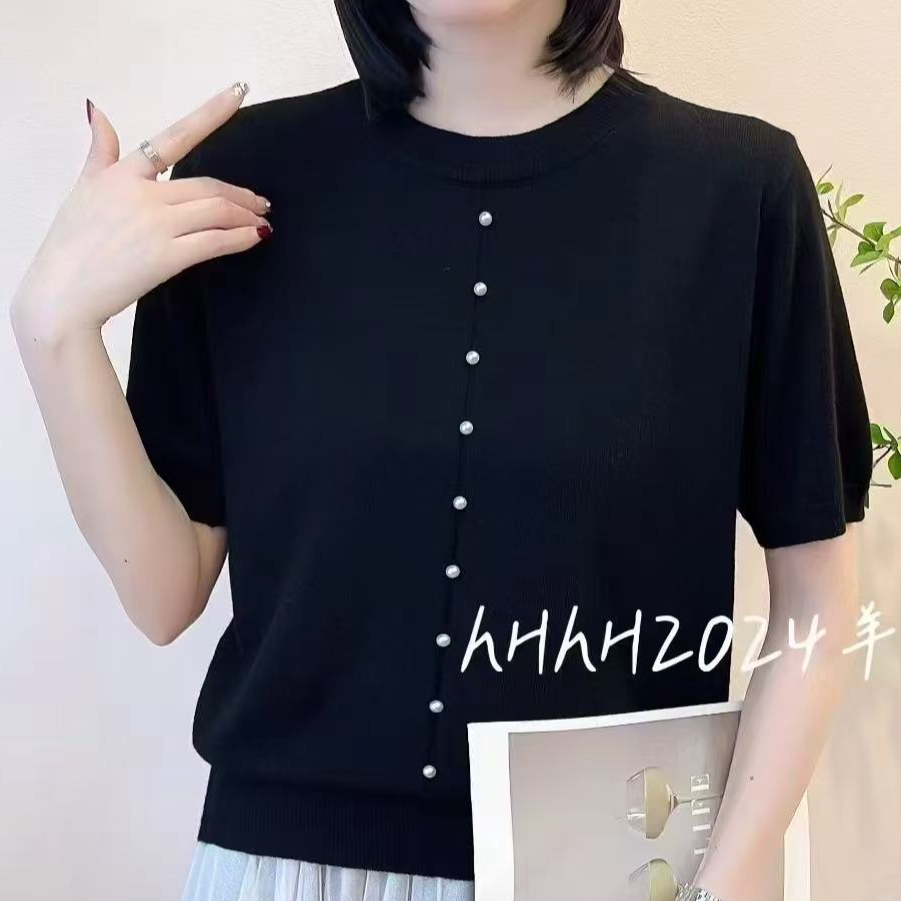 221#短袖针织衫显瘦时尚百搭圆领58