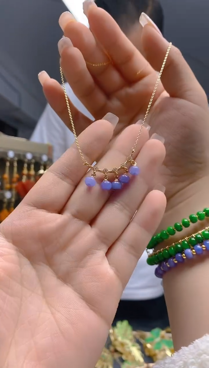 【闪购商品】翡翠耳饰合金355翡翠锁骨链