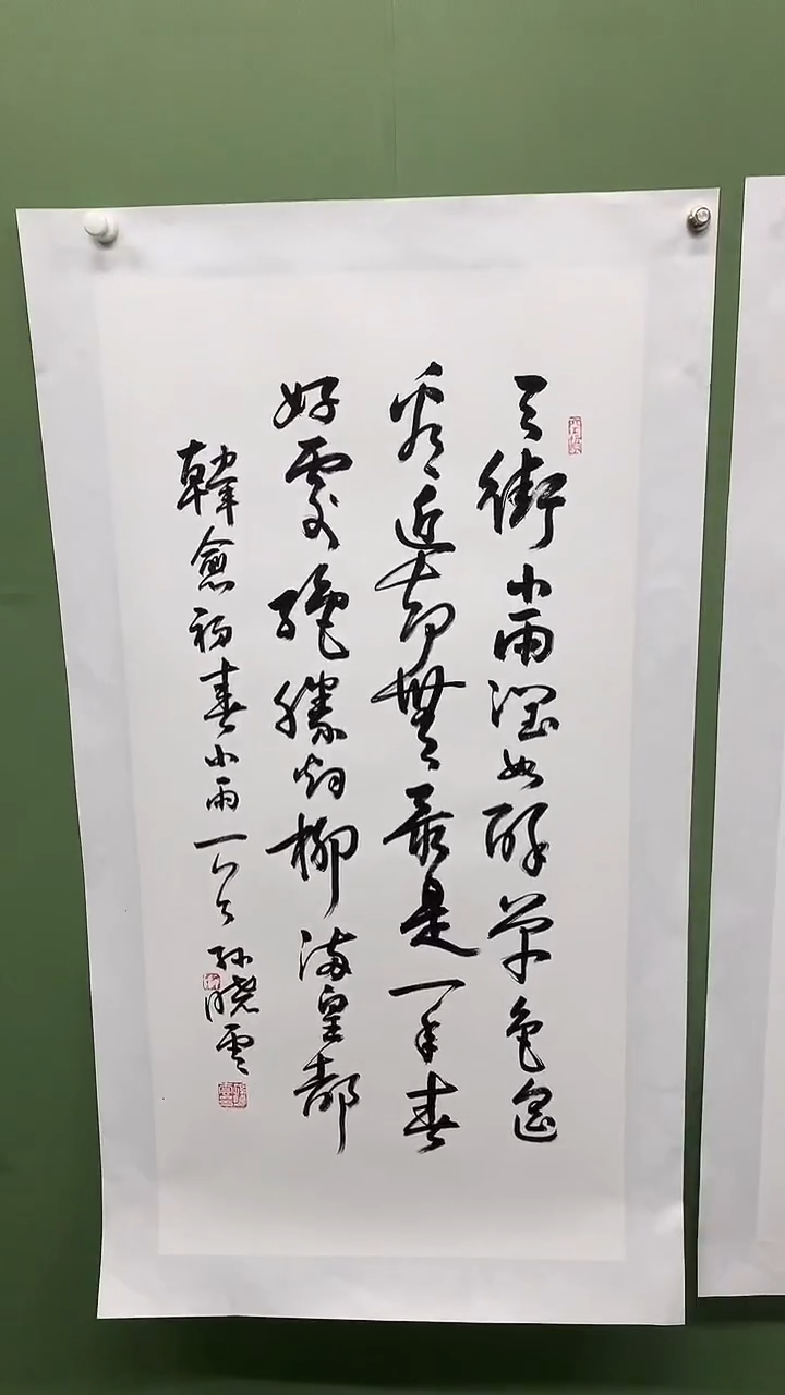 竖款精品三尺书法，天街小雨