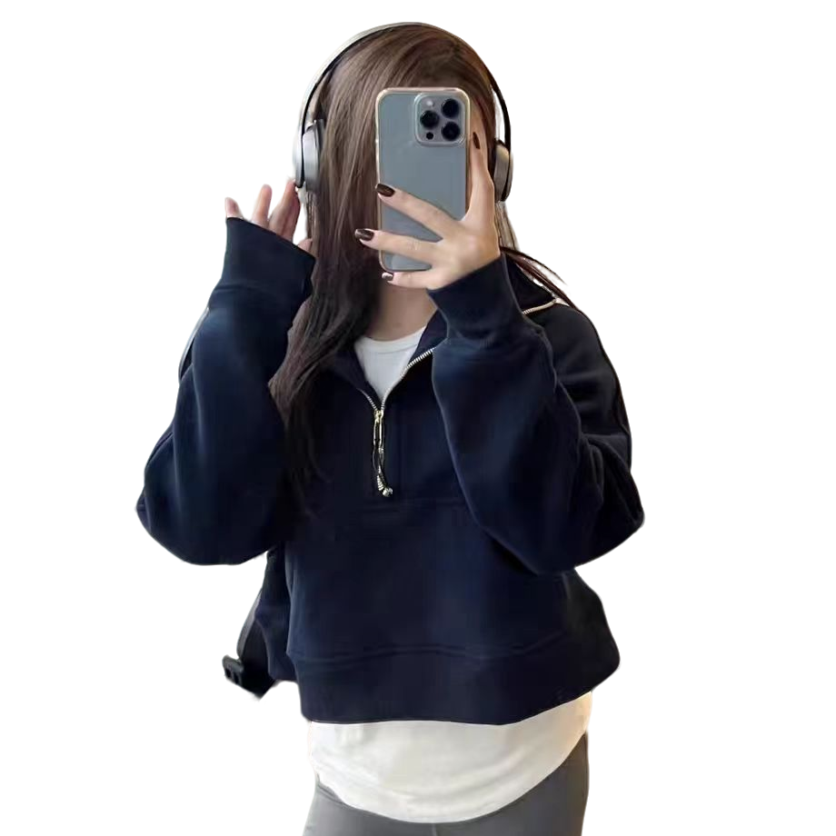 lululemon/露露乐蒙【蓝金】Scuba Oversized H-Z宽松半拉连帽卫衣
