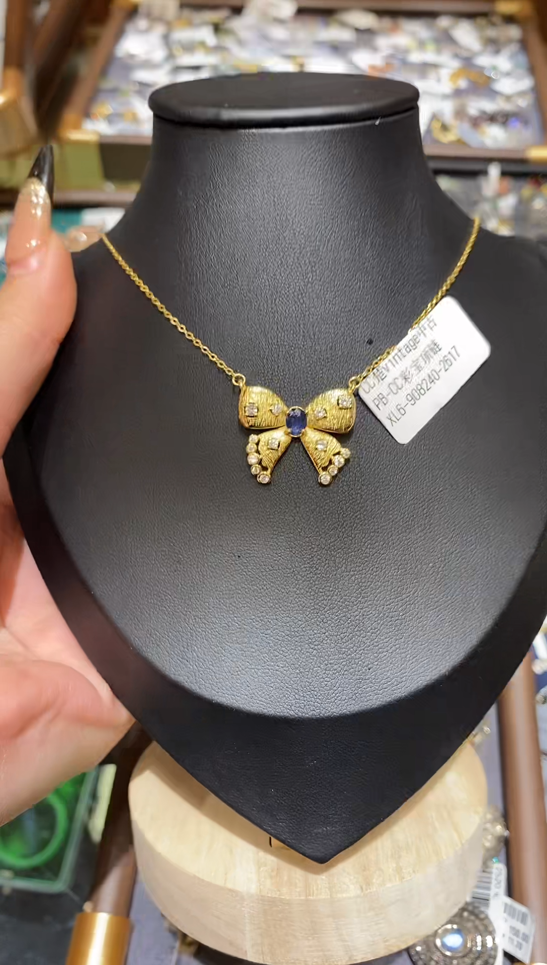 项链蓝宝石银S925镶嵌楚楚珠宝中古甄选不退换