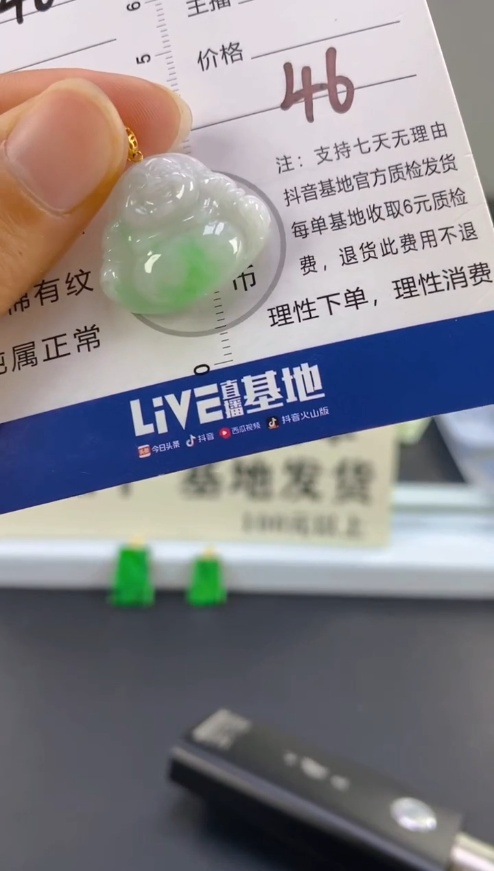 【闪购商品】翡翠颈饰18K金镶嵌天然A货翡翠  46