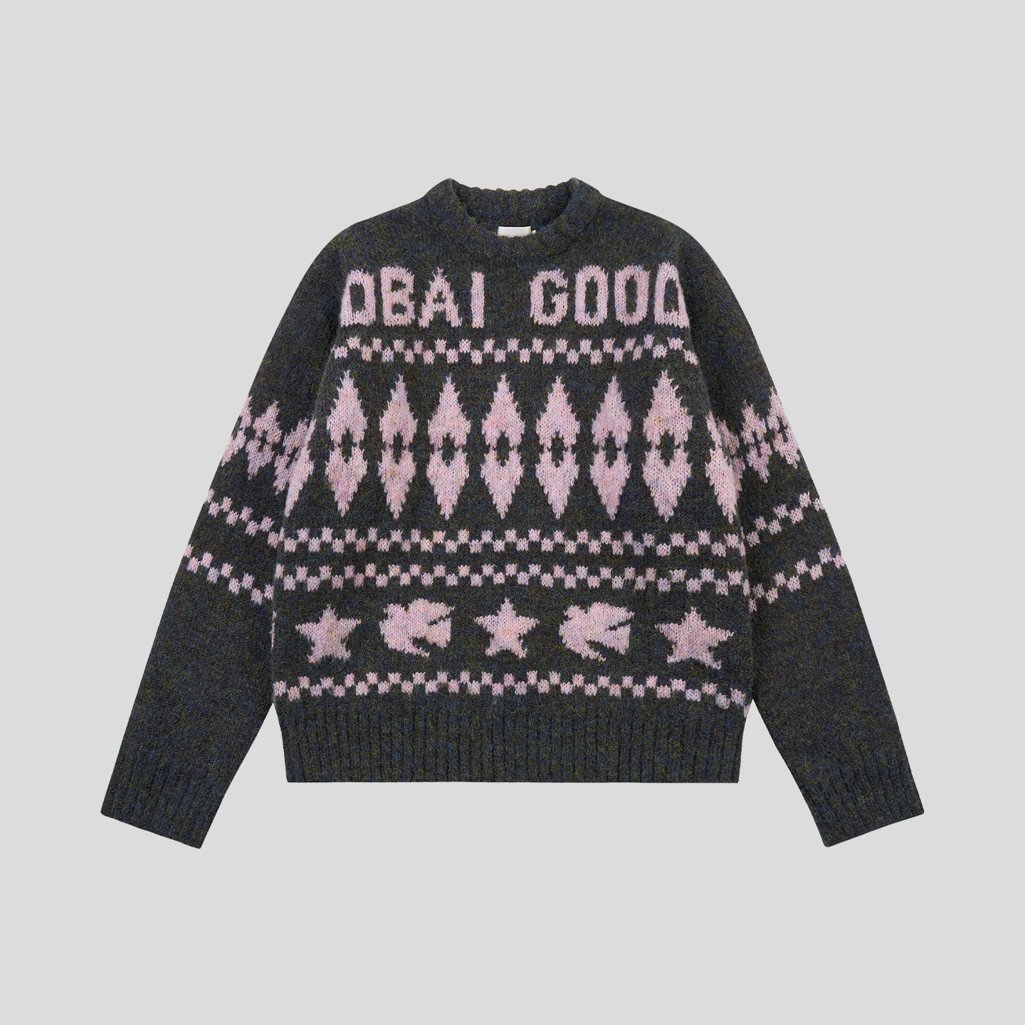【茉舍】GOODBAI 星星白鸽logo提花撞色圆领毛衣G25AWUSW0062-499