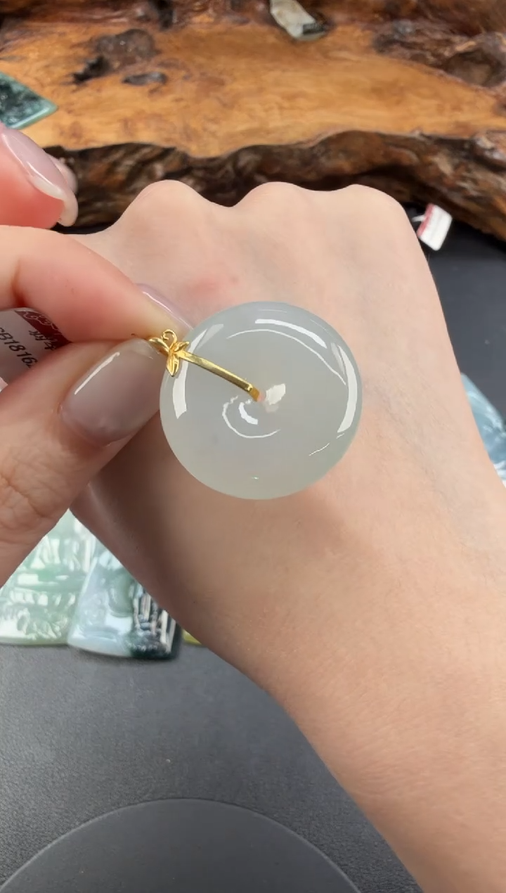 吊坠(不含链)18K金镶嵌翡翠翡翠饰品-254