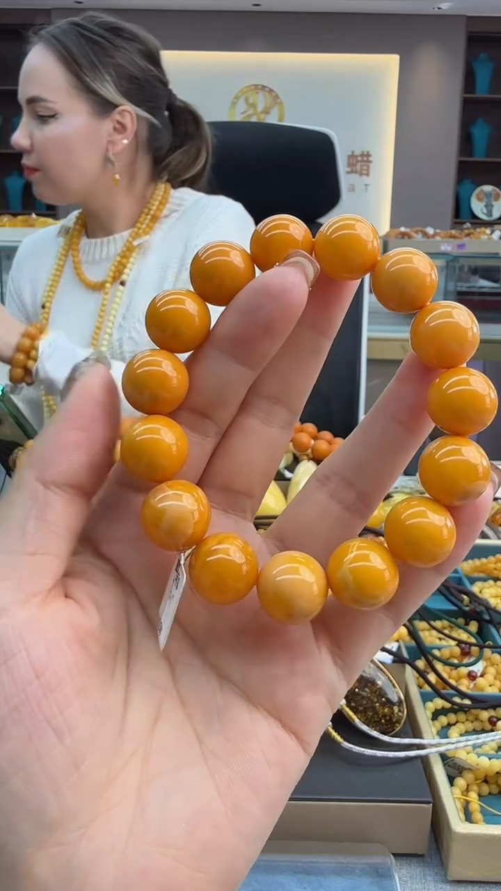 手链琥珀未镶嵌220秒拍号 14-15mm