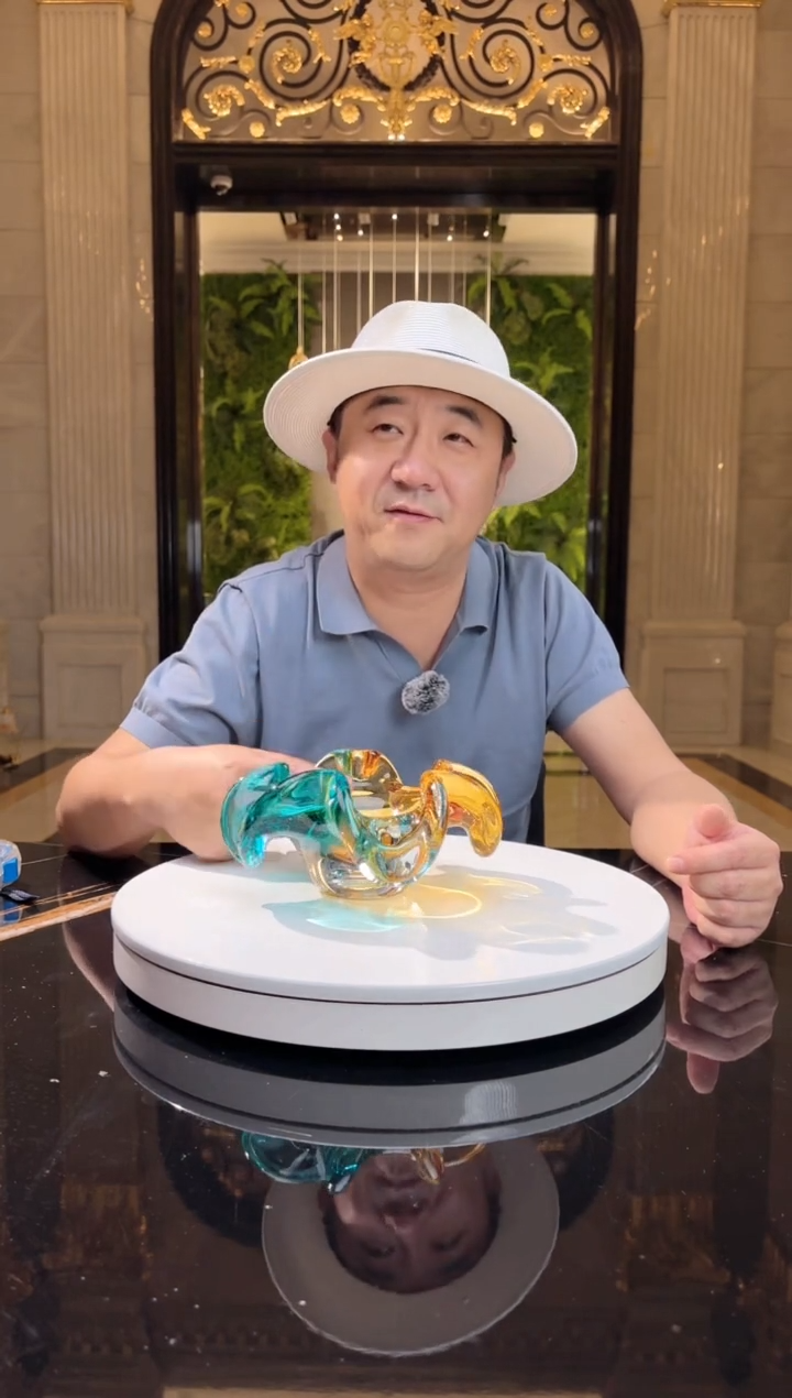 琉璃手工艺品AJ01036茶金配蓝色铃兰小收纳