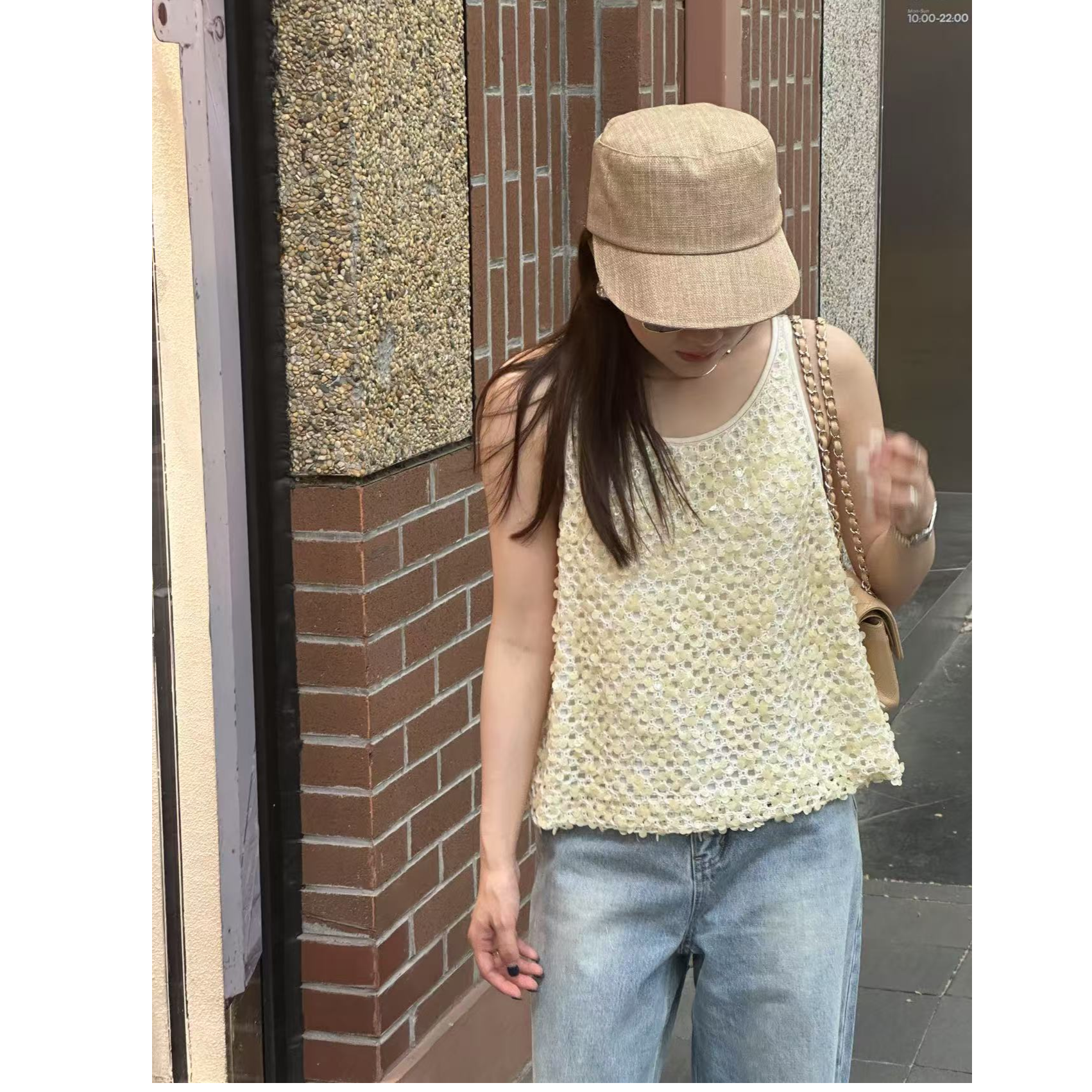 超高品手工亮片廓形背心 J25DX168