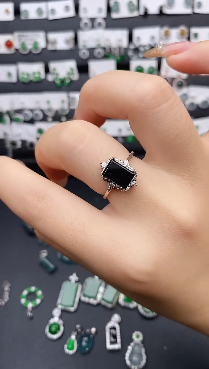 银S925镶嵌戒指翡翠0