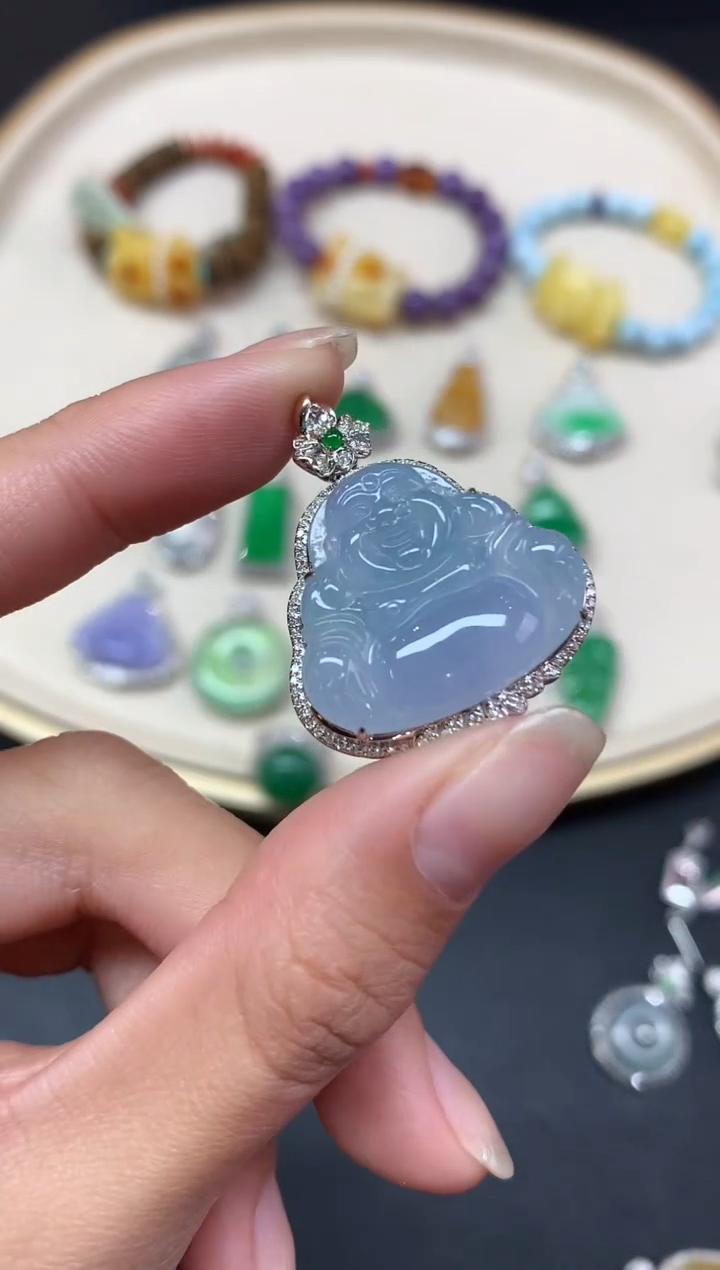 【闪购商品】翡翠吊坠(不含链)18K金镶嵌吊坠A96|9800