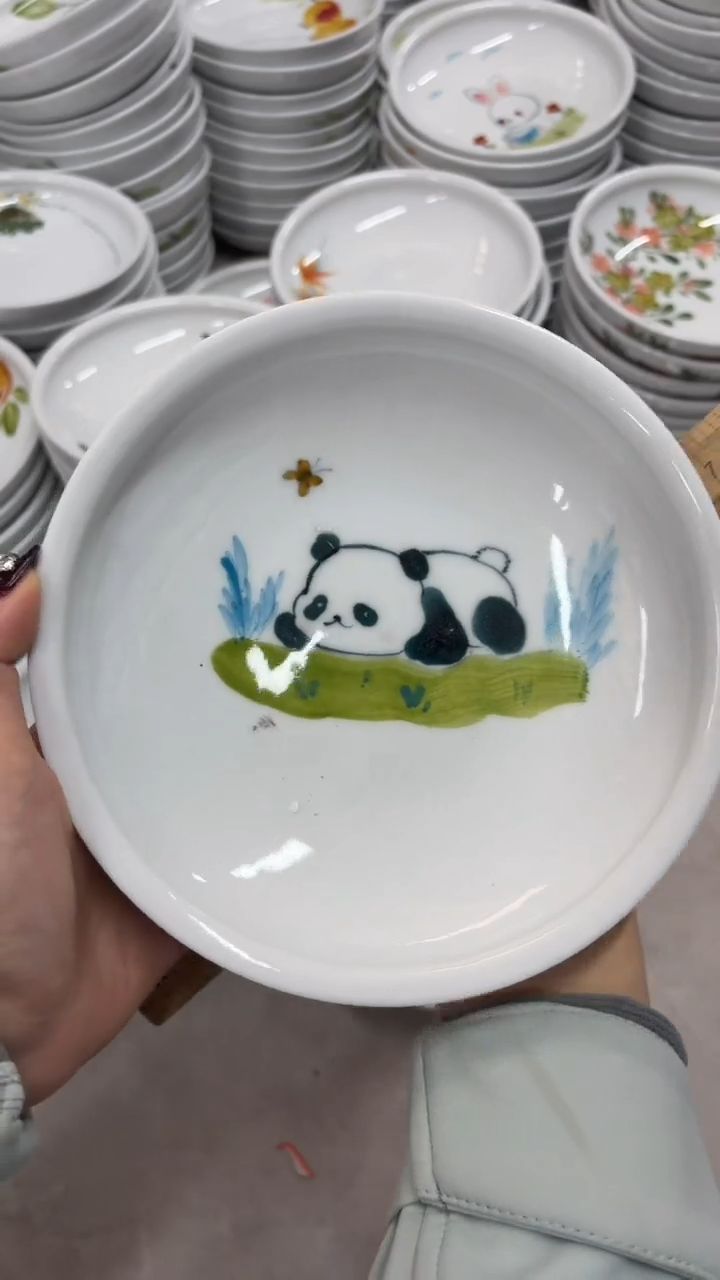 瓷片景德镇陶瓷食品级手绘釉中彩-小月亮盘