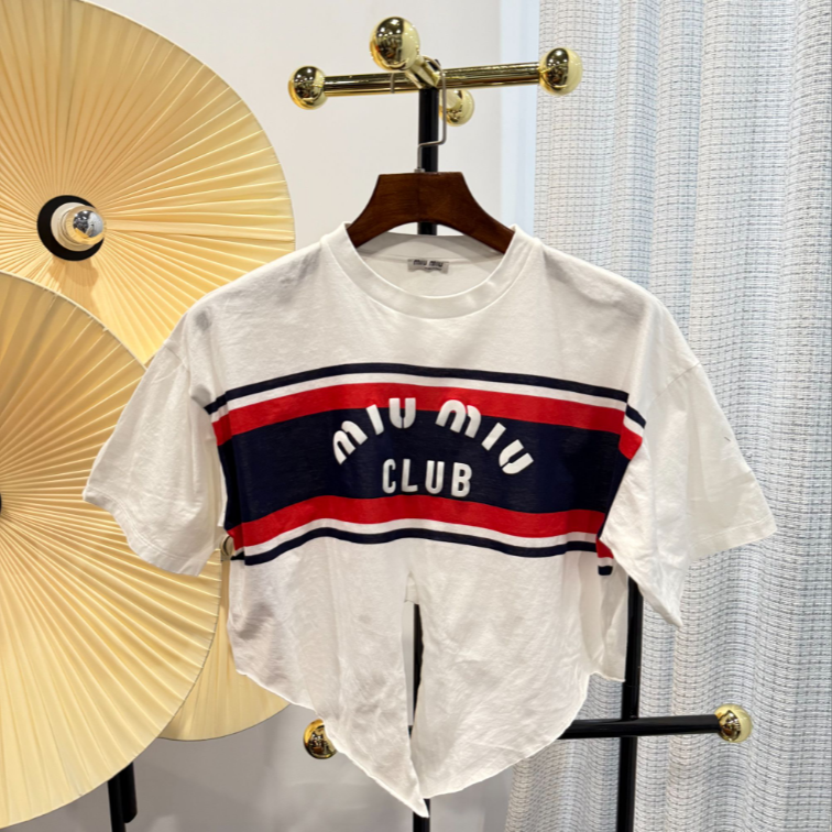 95新 MIU MIU/缪缪 MiuMiu/缪缪蝴蝶结短袖xs码