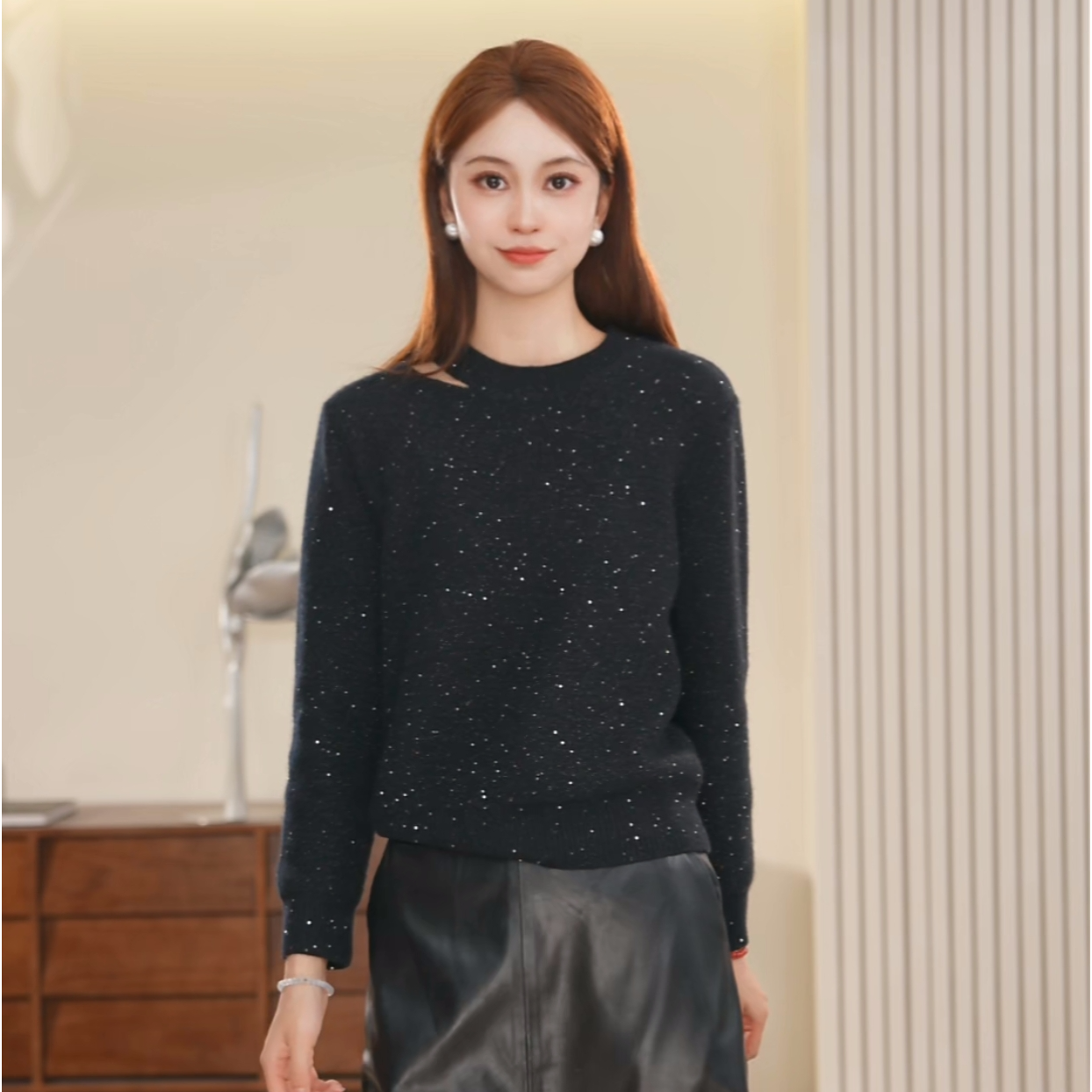 NEXY.CO/奈蔻毛衣长袖宽松设计师秋冬针织毛衫XZ02861W0