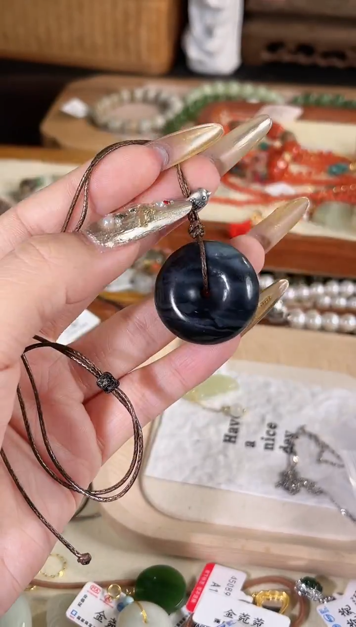 项链银S925镶嵌和田玉多样性发其一孤品默认微瑕