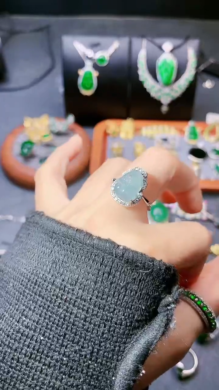 【闪购商品】翡翠戒指银S925镶嵌戒指
