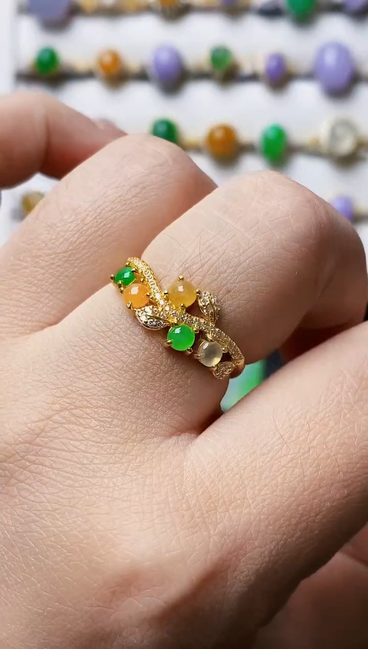 银S925镶嵌戒指翡翠3490