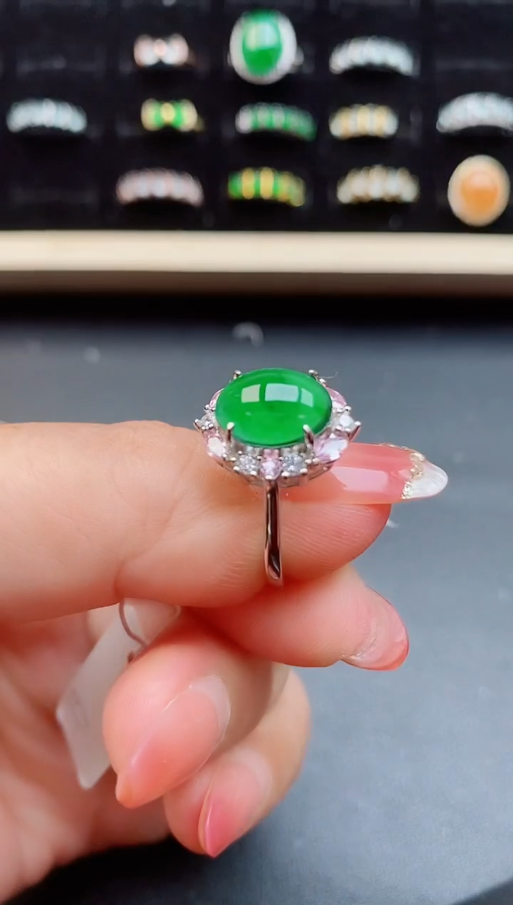 【闪购商品】翡翠戒指银S925镶嵌12121