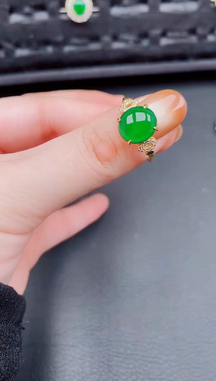 【闪购商品】翡翠戒指银S925镶嵌天然a货翡翠183