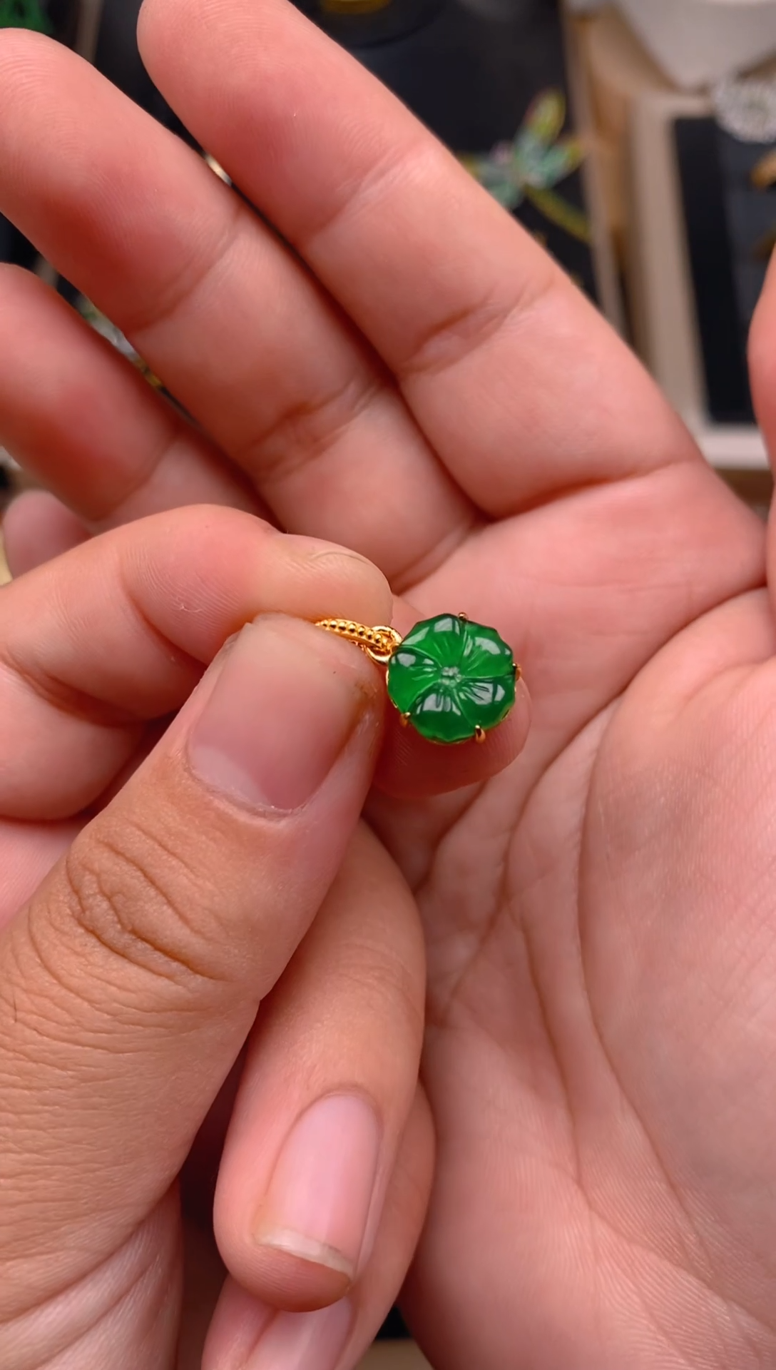 【闪购商品】翡翠吊坠(不含链)银S925镶嵌花花