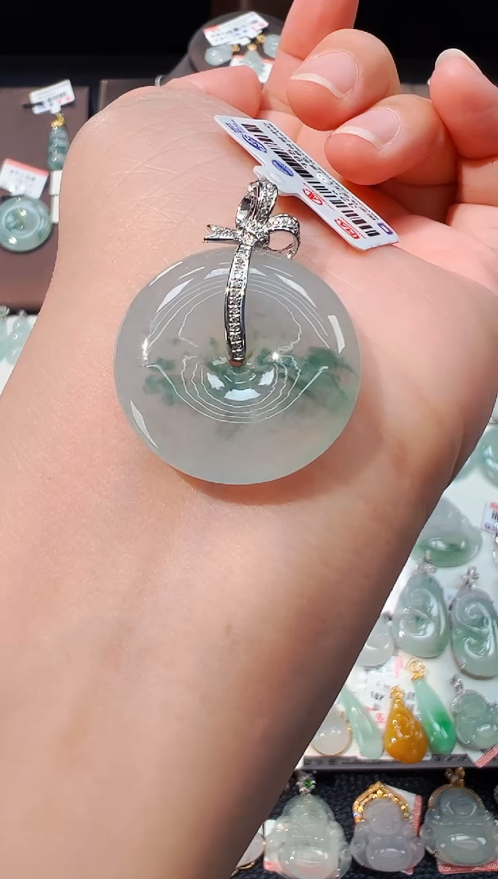翡翠18K金镶嵌吊坠(不含链)平安扣吊坠995