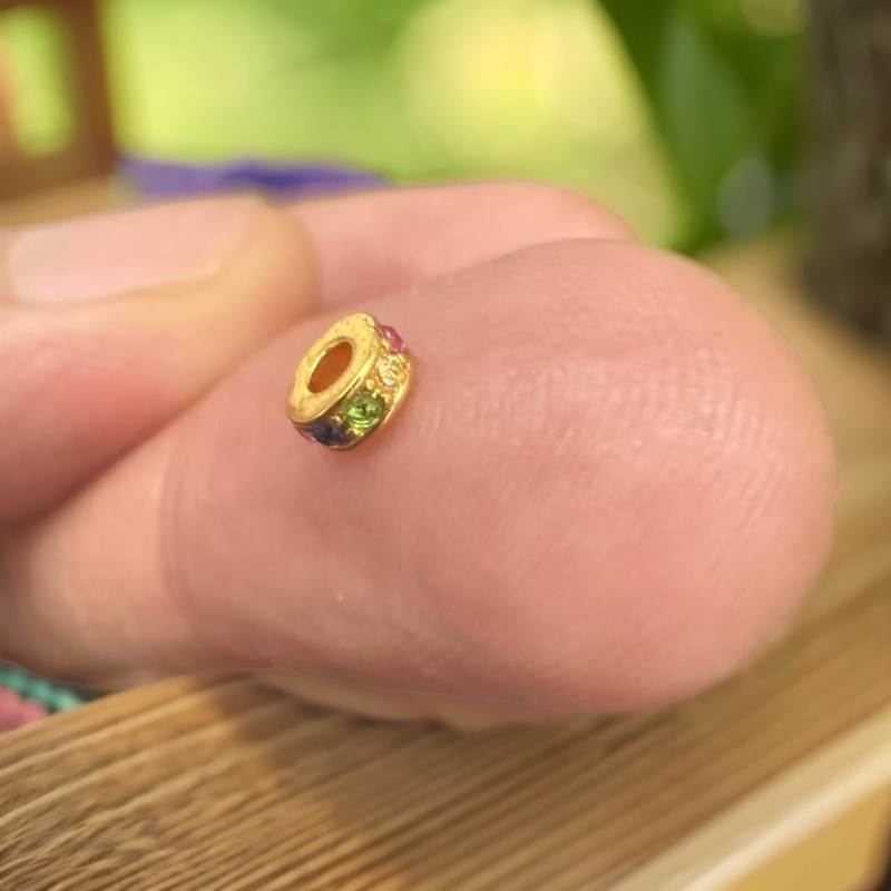 【汇鑫阁】18K金七彩跑环隔片提溜配件diy