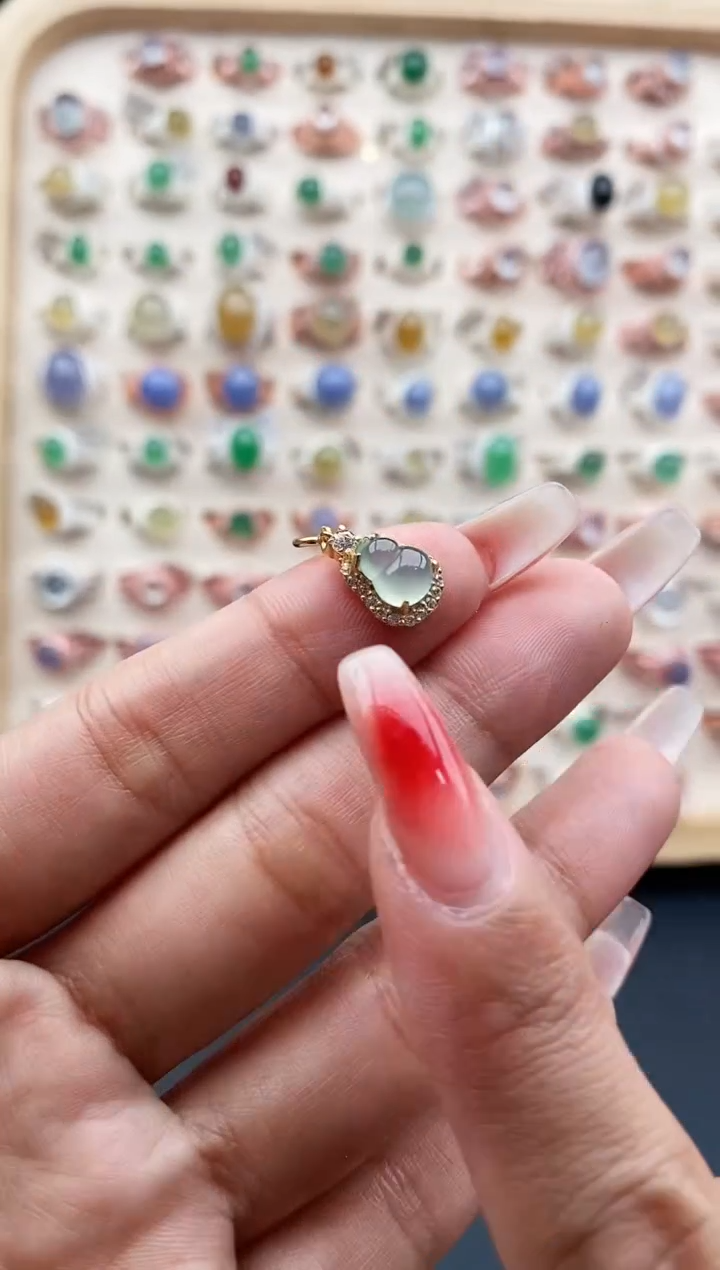 【闪购商品】翡翠戒指银S925镶嵌缅甸天然A货翡翠111  6-3