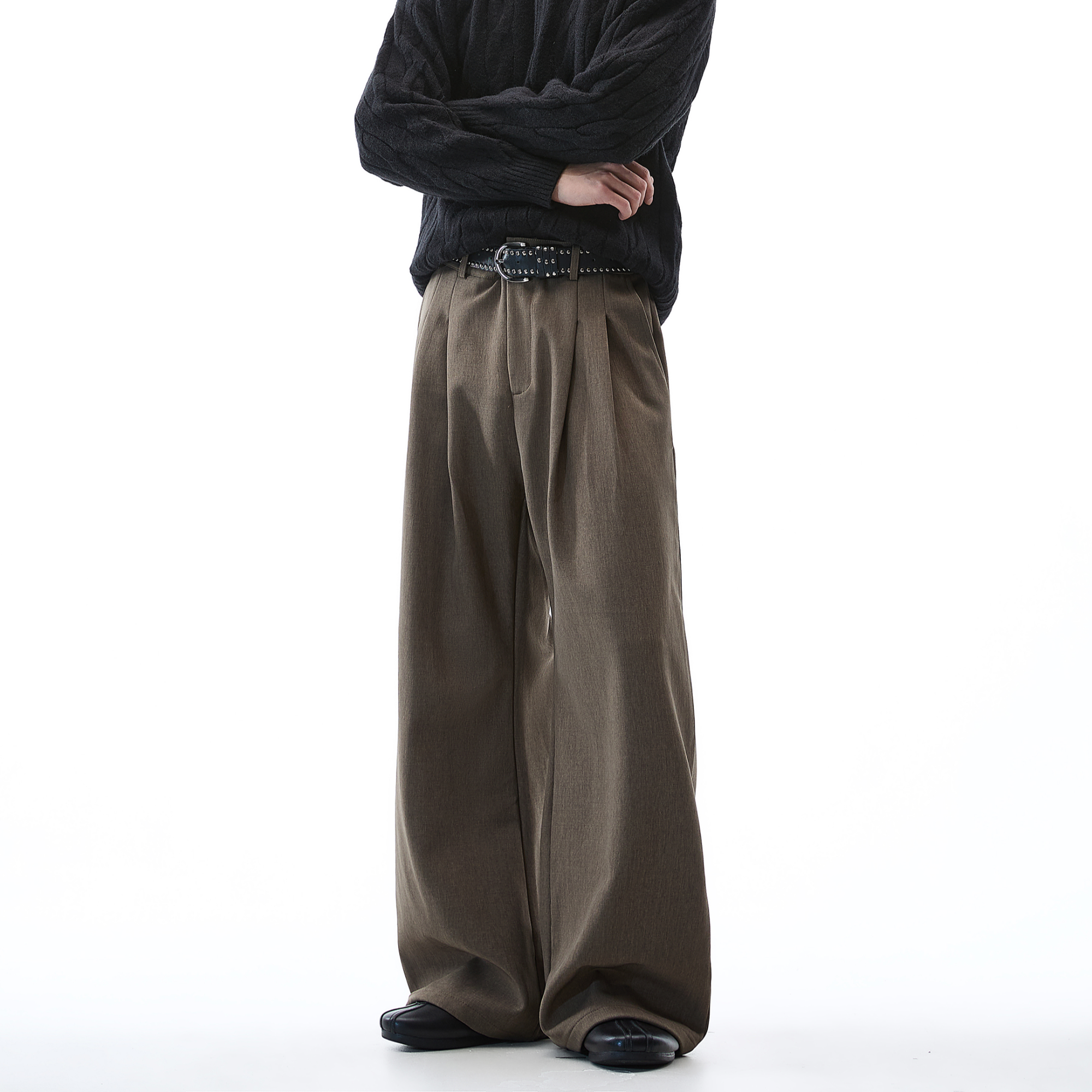 秋冬【高配版本】立体A字廓形褶皱微喇西裤宽松厚款cleanfit休闲裤