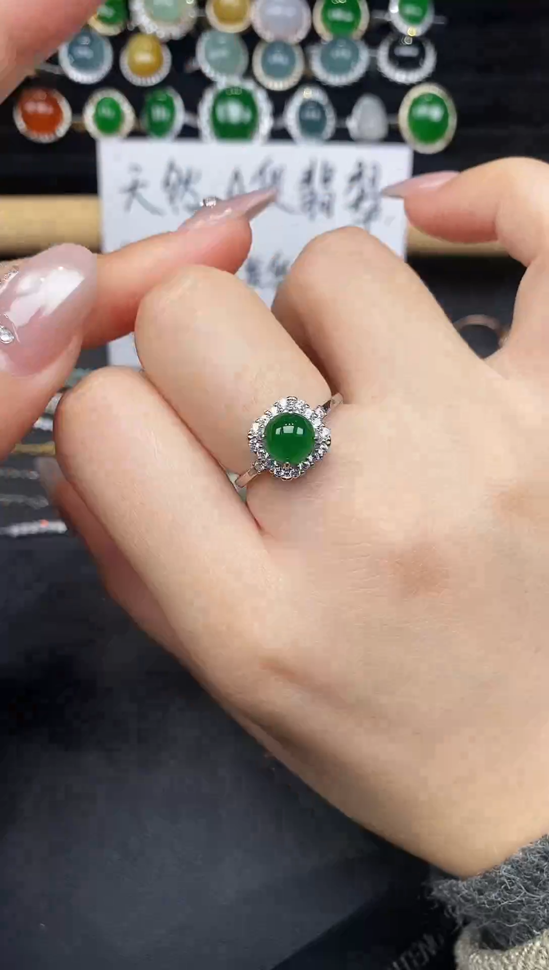 银S925镶嵌戒指翡翠327837