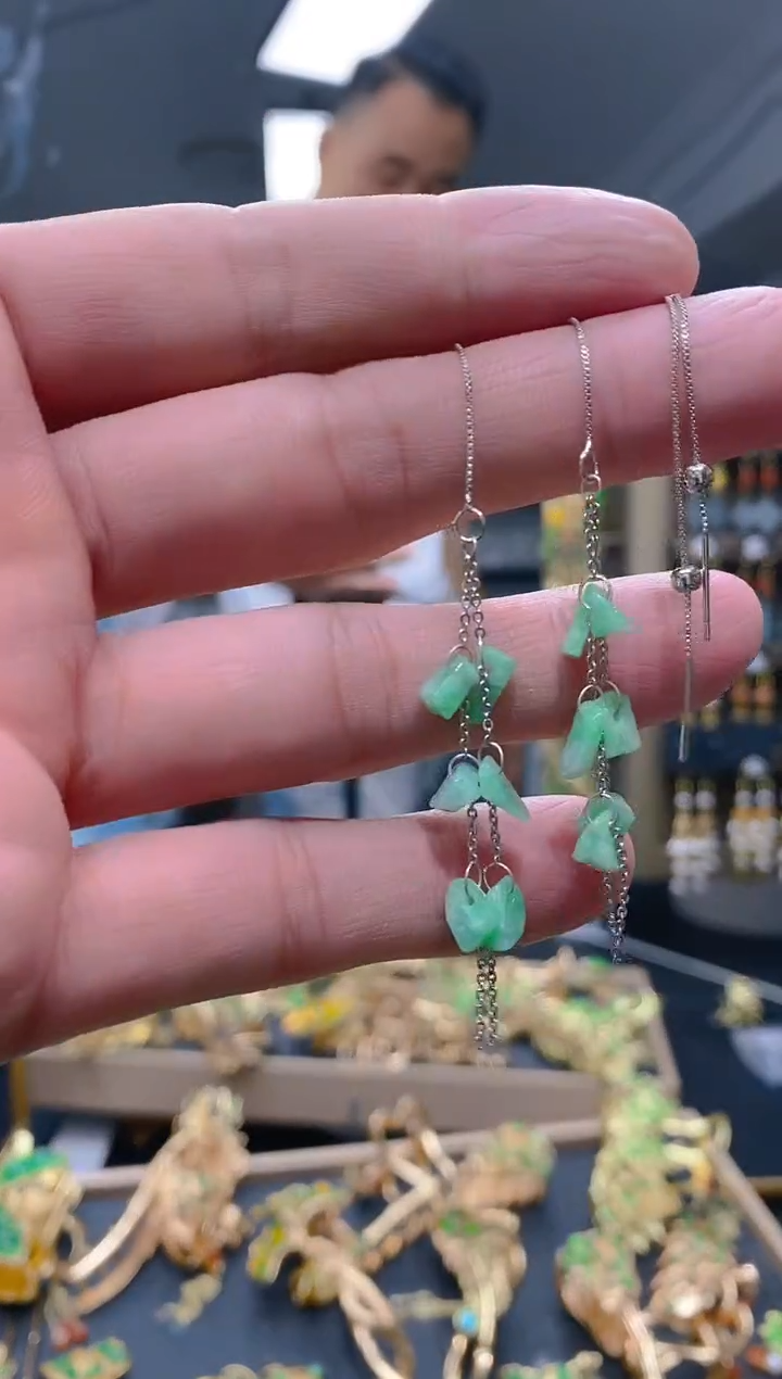 【闪购商品】翡翠耳饰银S925镶嵌0320翡翠耳线