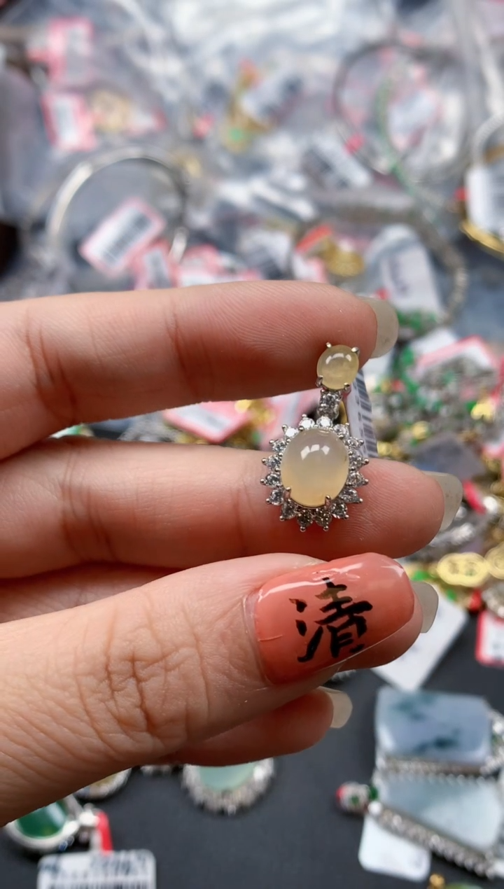 银S925镶嵌戒指翡翠天然A货缅甸翡翠