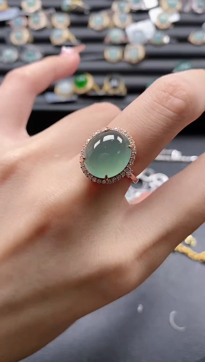 【闪购商品】翡翠戒指银S925镶嵌51511