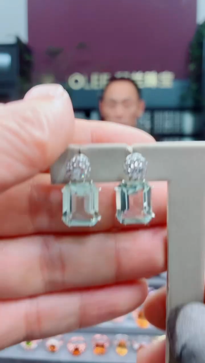 银S925镶嵌耳饰水晶水晶耳钉