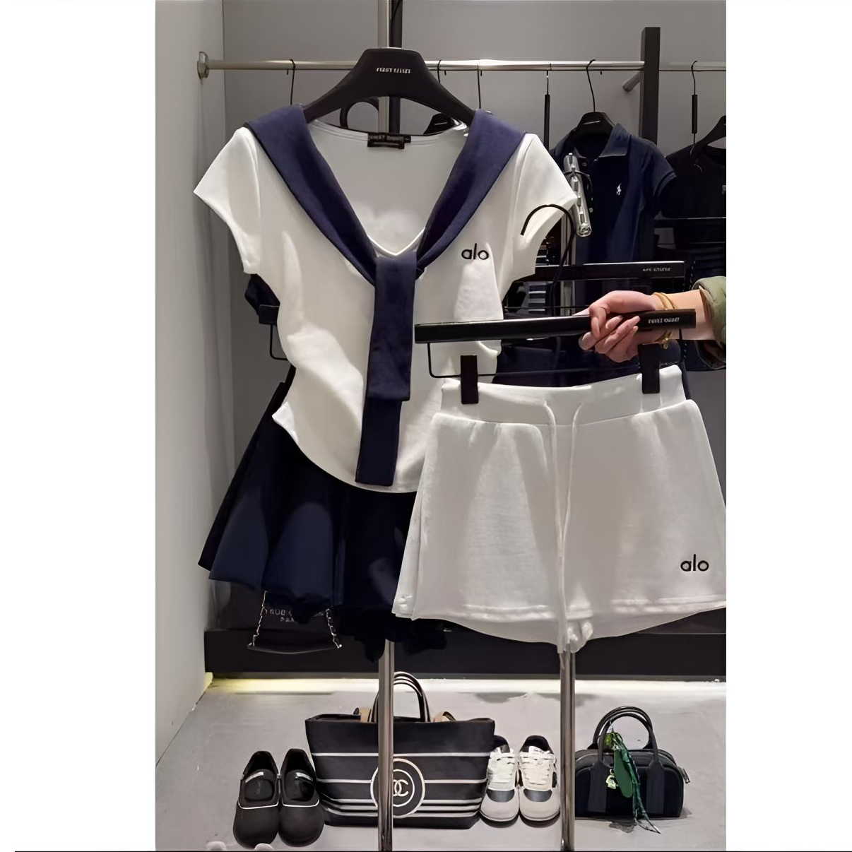 2025新款海军领韩版百搭甜美女童裙裤套装