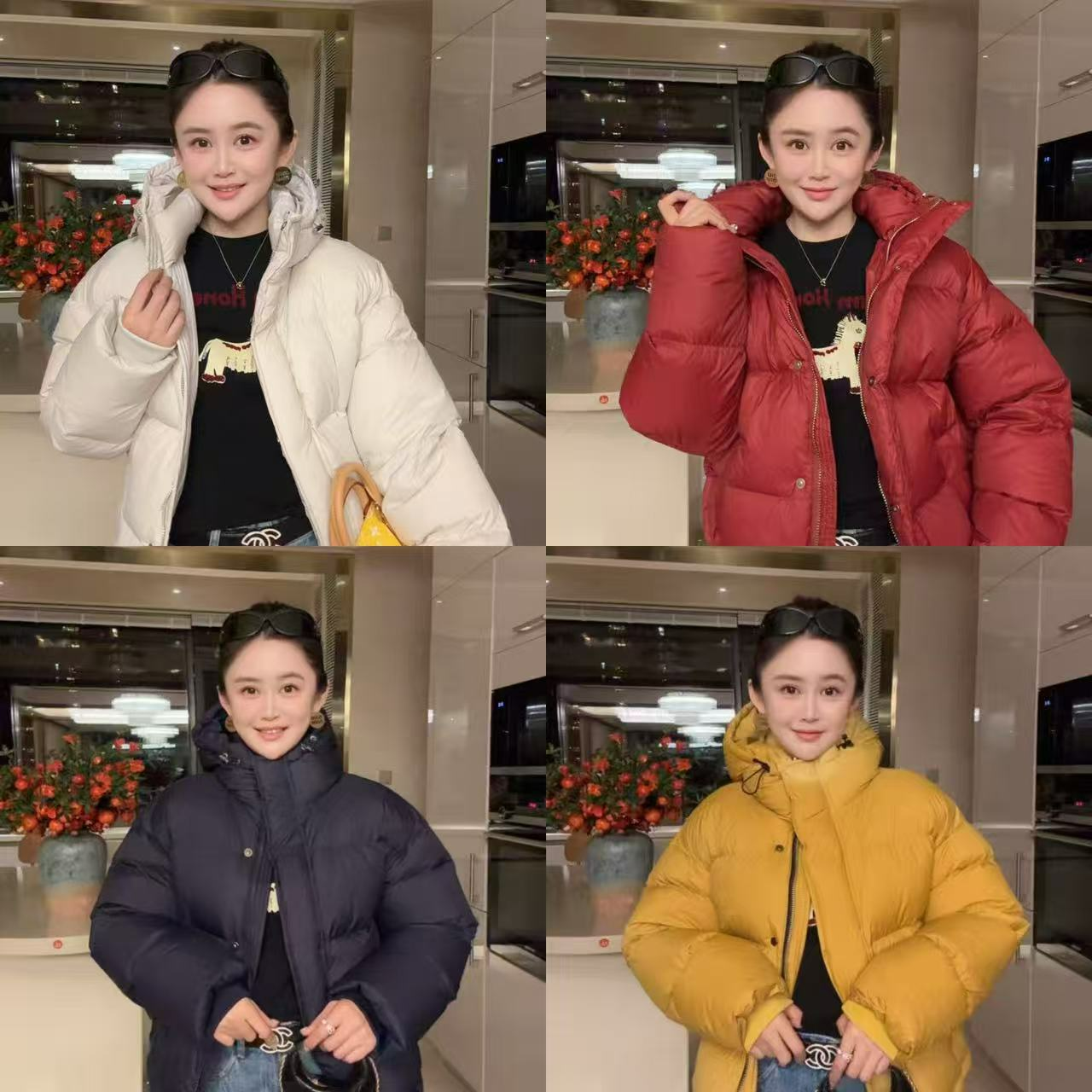 【四小花旦】连帽短款鹅绒服83256（小码衣长约58cm）