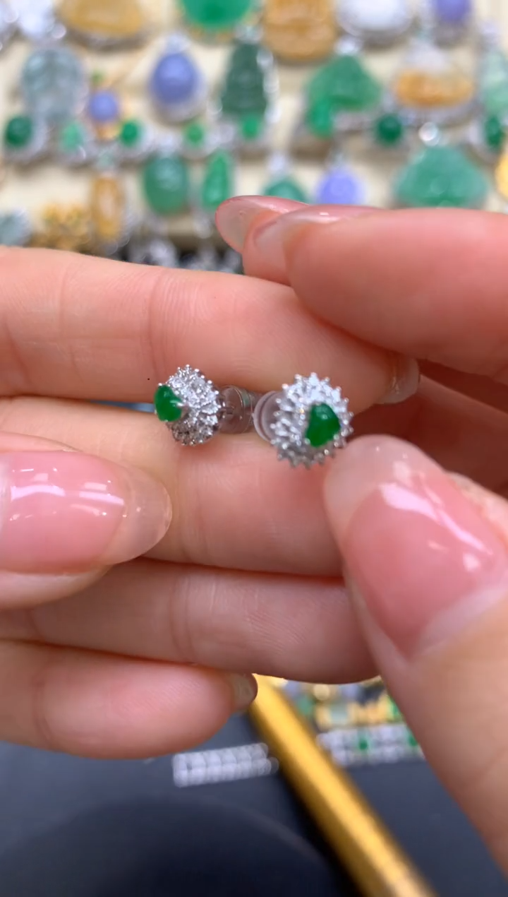 【闪购商品】翡翠耳饰18K金镶嵌279-中国好珍宝