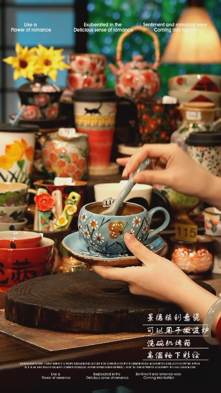 陶瓷景德镇高温釉下彩手工手绘款式@A1165@