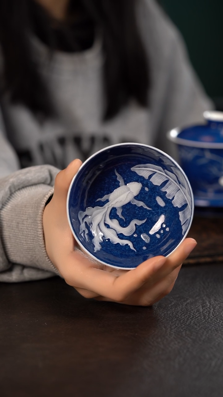 【闪购商品】杯初蓝舍洒蓝芭蕉游鱼普洱杯