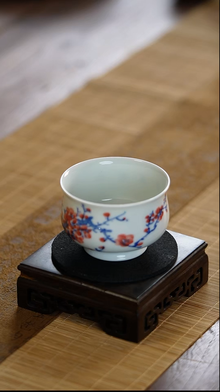 瓷景德镇陶瓷茶器炉式红梅杯