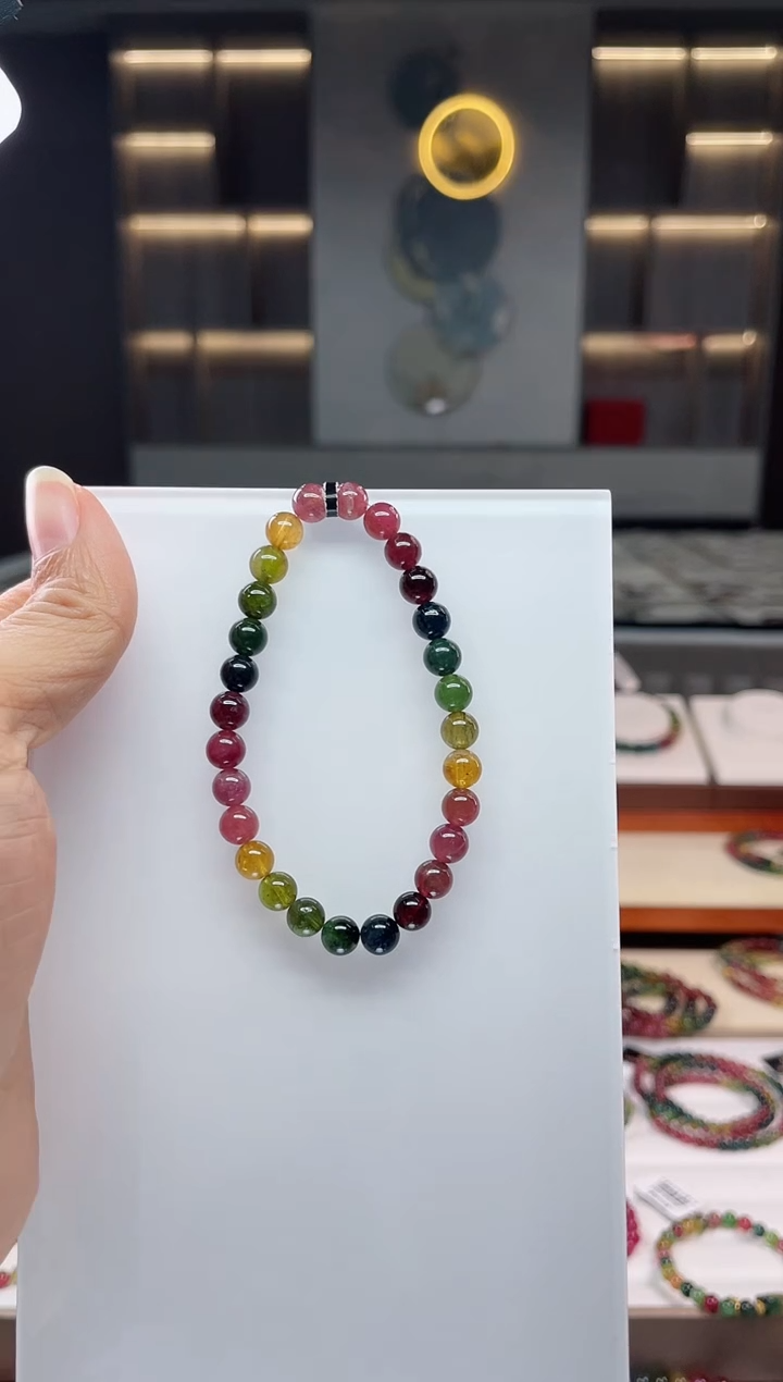 未镶嵌老矿碧玺单圈手串6mm+碧玺（多样性发一条）Q