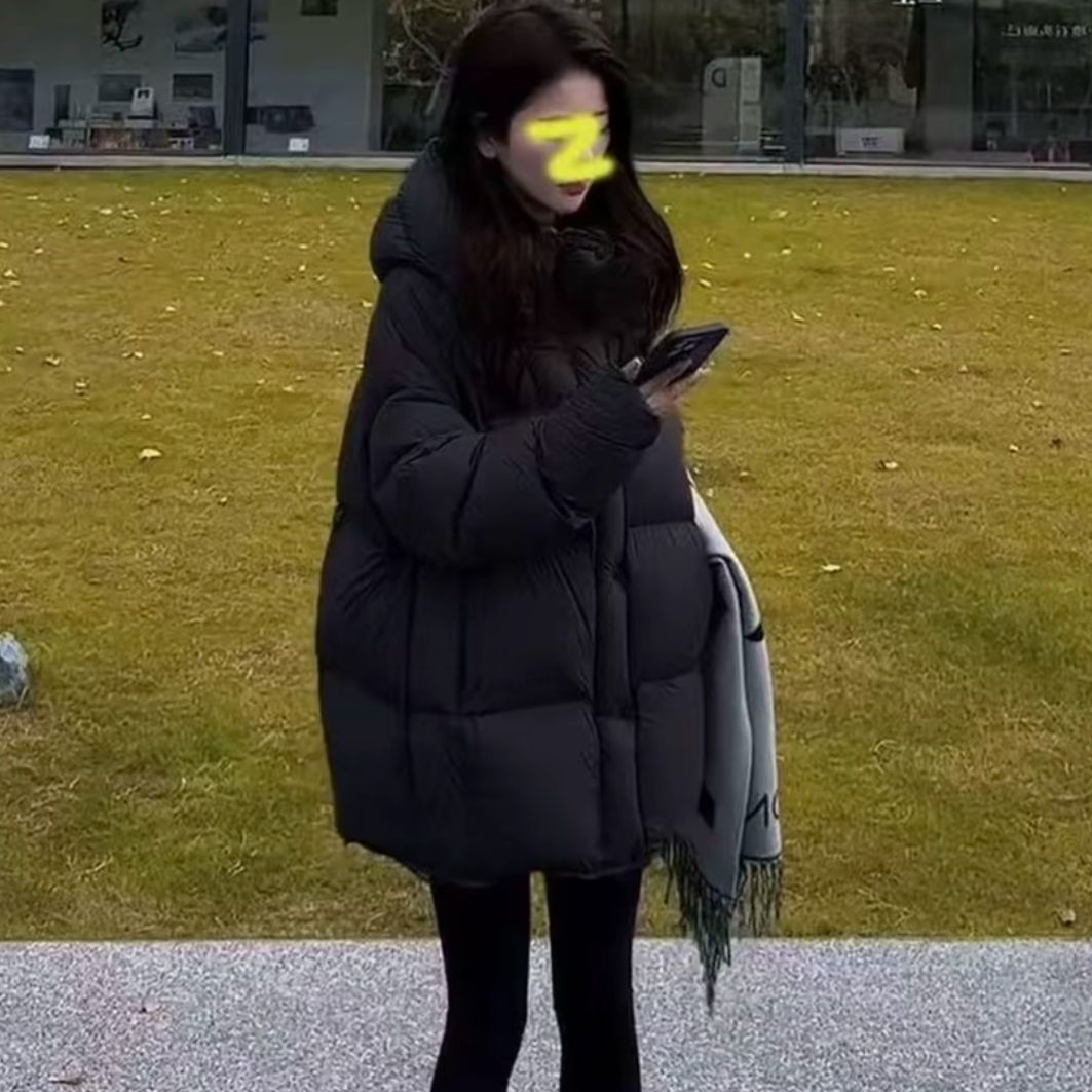 2025新款连帽波波新款新国标白鸭绒中长款