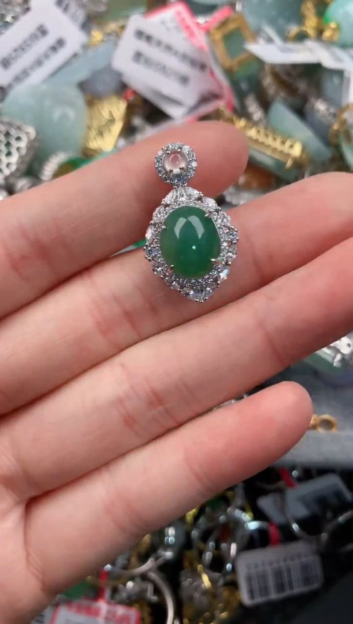 银S925镶嵌戒指翡翠55--2