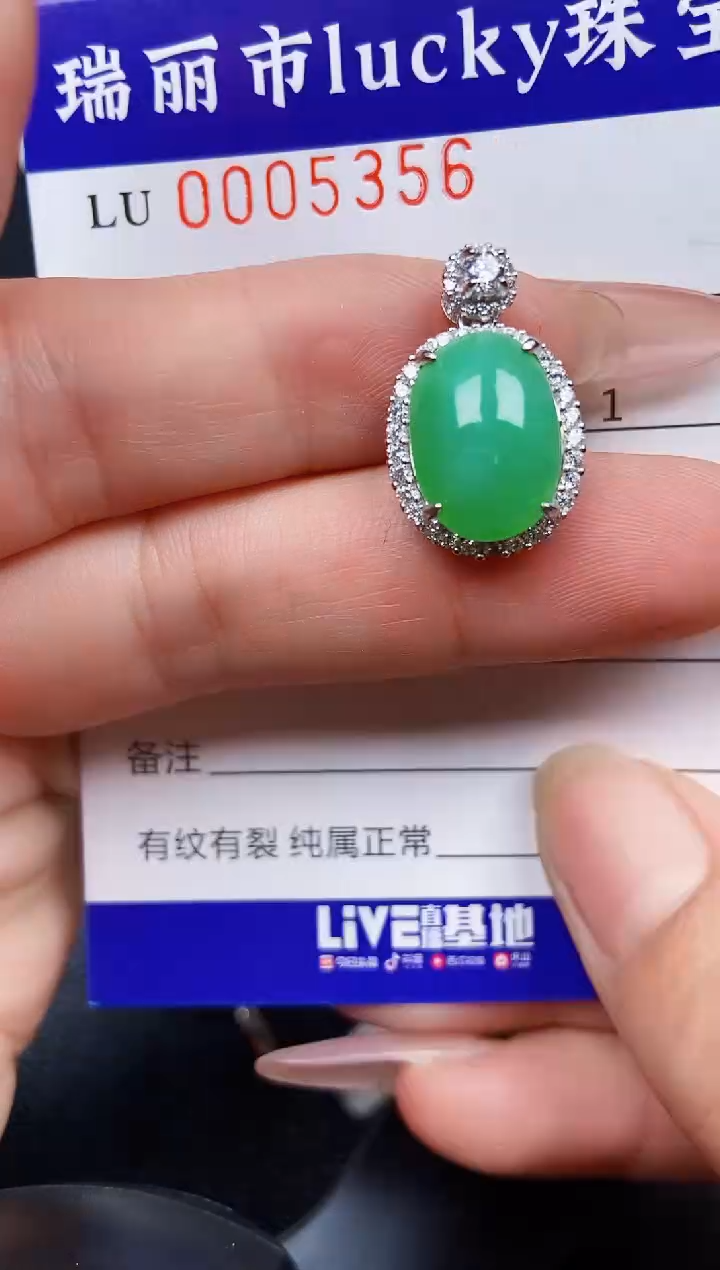 翡翠银S925镶嵌颈饰5356