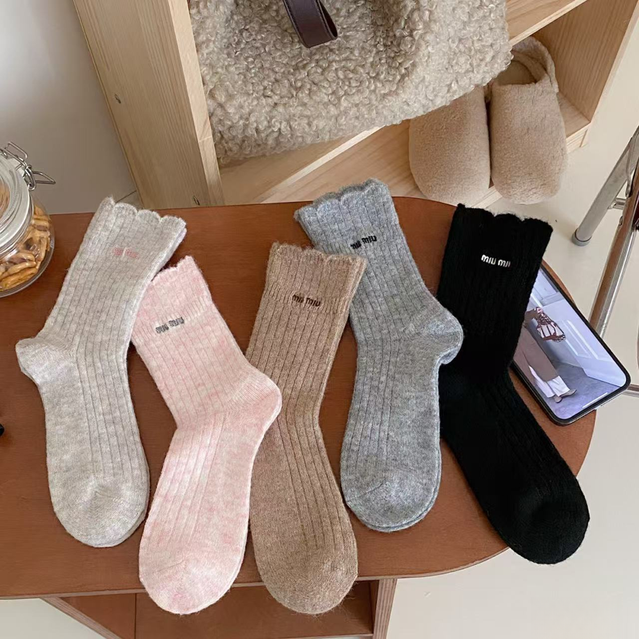 冬季保暖森系中筒袜女士灰色袜子公主风复古港风