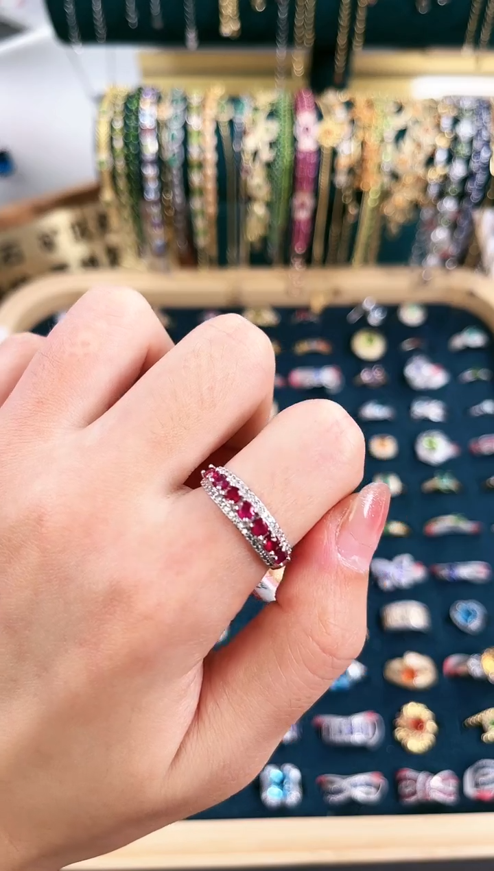 【闪购商品】红宝石戒指银S925镶嵌D-013