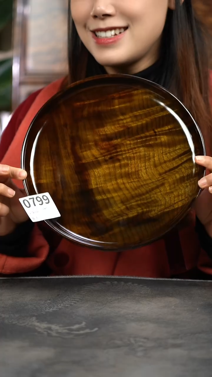 【闪购商品】金丝楠木雕满花精工坚果盘799