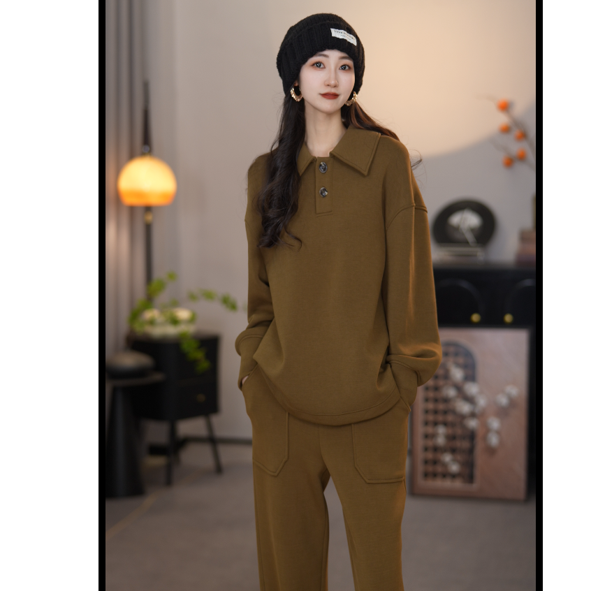 AMASS/阿玛施530015早秋新款质感减龄宽松翻领百搭舒适穿搭上衣女