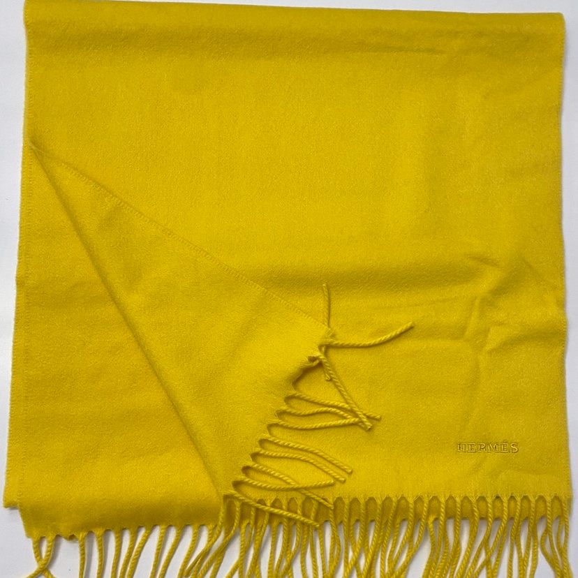 全新未使用 Hermes/爱马仕 【念念活动】Unie Brodee围巾 黄色
